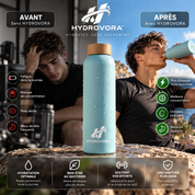 HYDROVORA™ – Bouteille Isotherme en Acier Inoxydable | Bouchon en Bambou