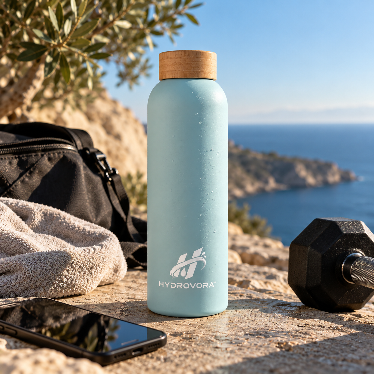 HYDROVORA™ – Bouteille Isotherme en Acier Inoxydable | Bouchon en Bambou