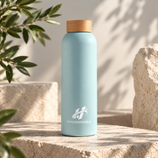 HYDROVORA™ – Bouteille Isotherme en Acier Inoxydable | Bouchon en Bambou