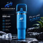 HYDROVORA™ – Gobelet Isotherme en Inox 890 ml avec Paille et Poignée