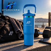 HYDROVORA™ – Gobelet Isotherme en Inox 890 ml avec Paille et Poignée