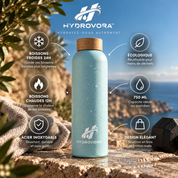 HYDROVORA™ – Bouteille Isotherme en Acier Inoxydable | Bouchon en Bambou